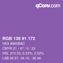 Color code: RGB 136 91 172 | qconv.com
