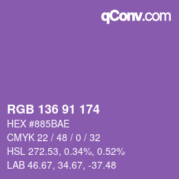 Color code: RGB 136 91 174 | qconv.com