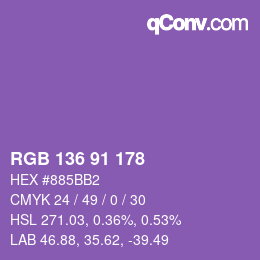 Farbcode: RGB 136 91 178 | qconv.com