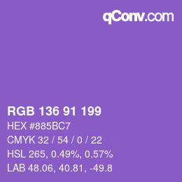 Color code: RGB 136 91 199 | qconv.com