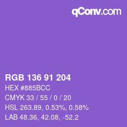 Color code: RGB 136 91 204 | qconv.com