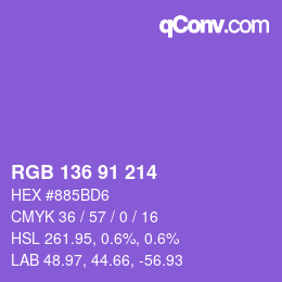 Color code: RGB 136 91 214 | qconv.com