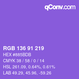 Color code: RGB 136 91 219 | qconv.com