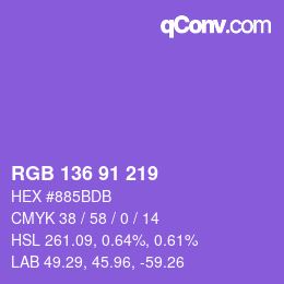 カラーコード: RGB 136 91 219 | qconv.com