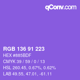 カラーコード: RGB 136 91 223 | qconv.com