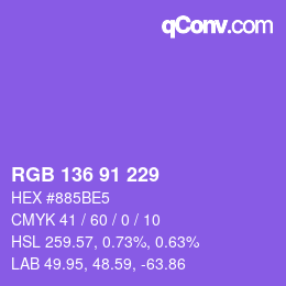 Color code: RGB 136 91 229 | qconv.com