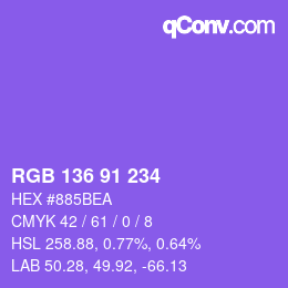 Color code: RGB 136 91 234 | qconv.com