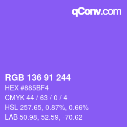 Color code: RGB 136 91 244 | qconv.com