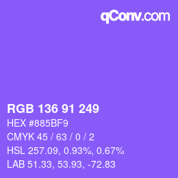 Color code: RGB 136 91 249 | qconv.com