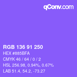 Color code: RGB 136 91 250 | qconv.com
