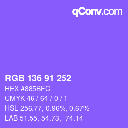 Color code: RGB 136 91 252 | qconv.com