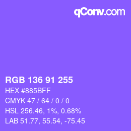 Color code: RGB 136 91 255 | qconv.com