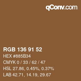 Color code: RGB 136 91 52 | qconv.com