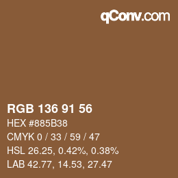 Color code: RGB 136 91 56 | qconv.com
