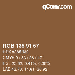 Color code: RGB 136 91 57 | qconv.com