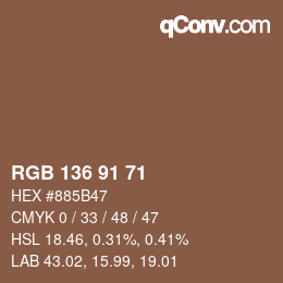 Color code: RGB 136 91 71 | qconv.com