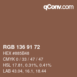 Color code: RGB 136 91 72 | qconv.com