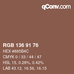 Color code: RGB 136 91 76 | qconv.com