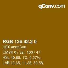 カラーコード: RGB 136 92.2 0 | qconv.com