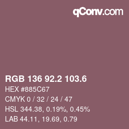 カラーコード: RGB 136 92.2 103.6 | qconv.com