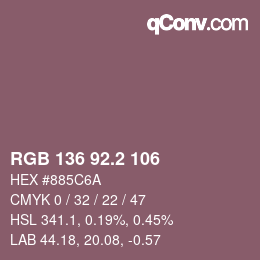 カラーコード: RGB 136 92.2 106 | qconv.com