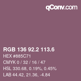 カラーコード: RGB 136 92.2 113.6 | qconv.com