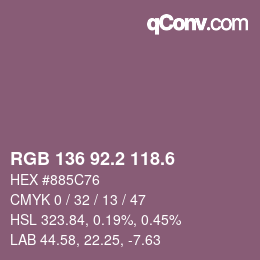 カラーコード: RGB 136 92.2 118.6 | qconv.com