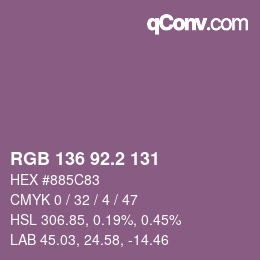 カラーコード: RGB 136 92.2 131 | qconv.com