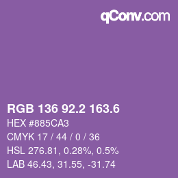 カラーコード: RGB 136 92.2 163.6 | qconv.com