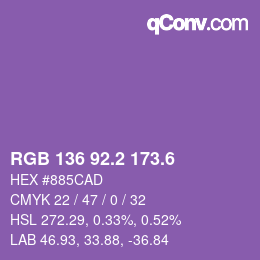 カラーコード: RGB 136 92.2 173.6 | qconv.com