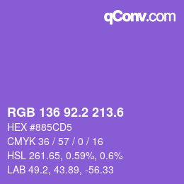 カラーコード: RGB 136 92.2 213.6 | qconv.com