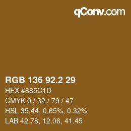 カラーコード: RGB 136 92.2 29 | qconv.com