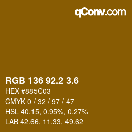 カラーコード: RGB 136 92.2 3.6 | qconv.com