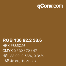 カラーコード: RGB 136 92.2 38.6 | qconv.com
