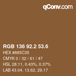 カラーコード: RGB 136 92.2 53.6 | qconv.com