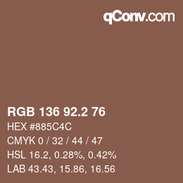 Color code: RGB 136 92.2 76 | qconv.com