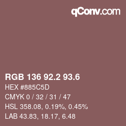 カラーコード: RGB 136 92.2 93.6 | qconv.com