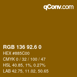 カラーコード: RGB 136 92.6 0 | qconv.com