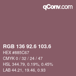 カラーコード: RGB 136 92.6 103.6 | qconv.com