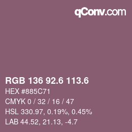 カラーコード: RGB 136 92.6 113.6 | qconv.com