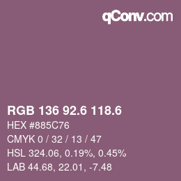 カラーコード: RGB 136 92.6 118.6 | qconv.com