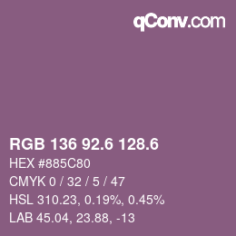 カラーコード: RGB 136 92.6 128.6 | qconv.com