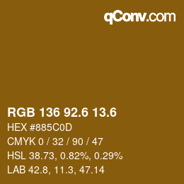 カラーコード: RGB 136 92.6 13.6 | qconv.com