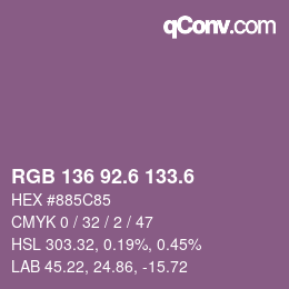 カラーコード: RGB 136 92.6 133.6 | qconv.com