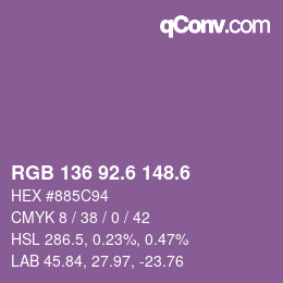 カラーコード: RGB 136 92.6 148.6 | qconv.com