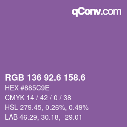 カラーコード: RGB 136 92.6 158.6 | qconv.com