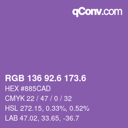 カラーコード: RGB 136 92.6 173.6 | qconv.com
