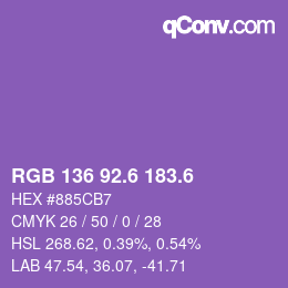 カラーコード: RGB 136 92.6 183.6 | qconv.com