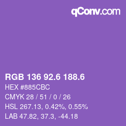 カラーコード: RGB 136 92.6 188.6 | qconv.com