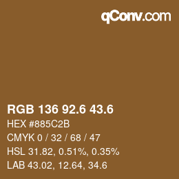 カラーコード: RGB 136 92.6 43.6 | qconv.com